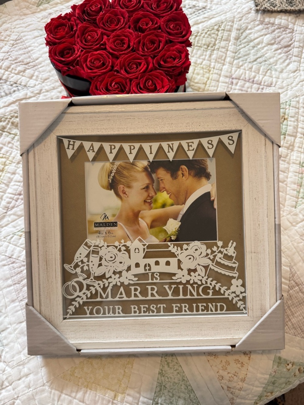 Malden Wedding Picture Frame 4x6 “Happiness is Marrying Your Best Friend”